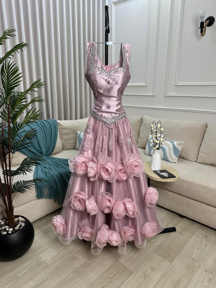 فستان ميكادو تفته جازار كلفه تطريز يدوي / Mair Fashion