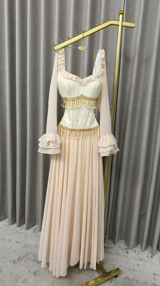 فستان سهره باربي شيفون تطريز يدوي فاخر من Miar Fashion