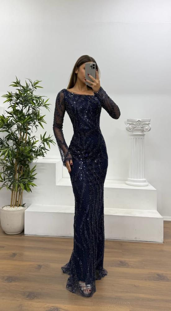 فستان سهره كحلي شك تطريز راائع من Mair Fashion