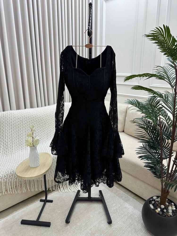 فستان ميد اسود دانتيل /Mair Fashion