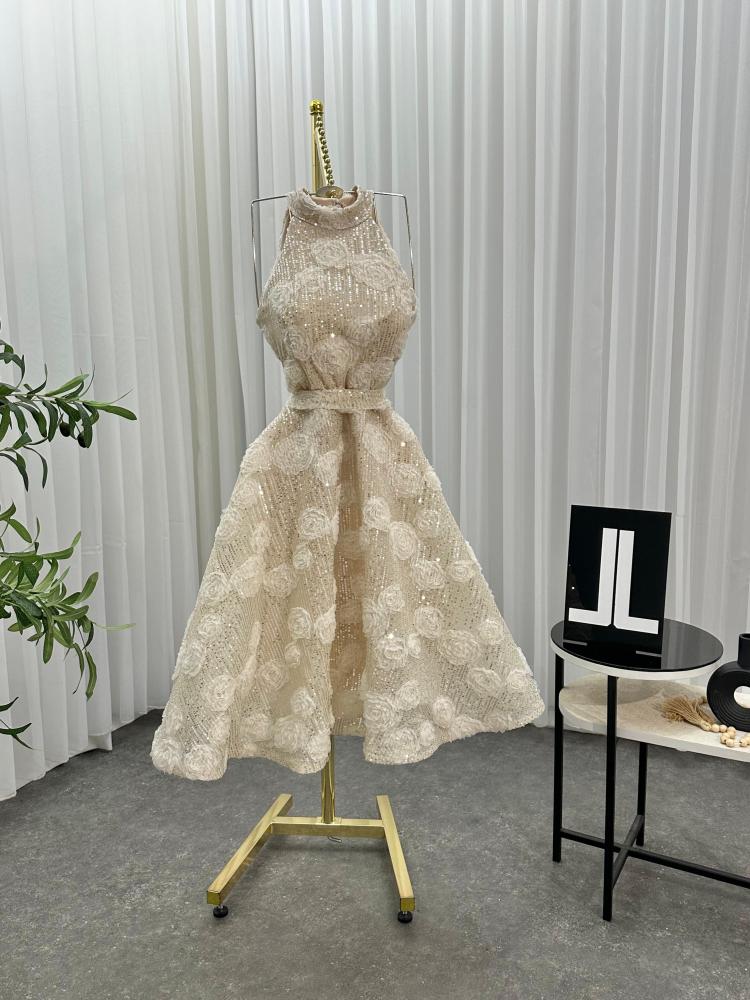 فستان أبيض ترتر مورد /Mair Fashion