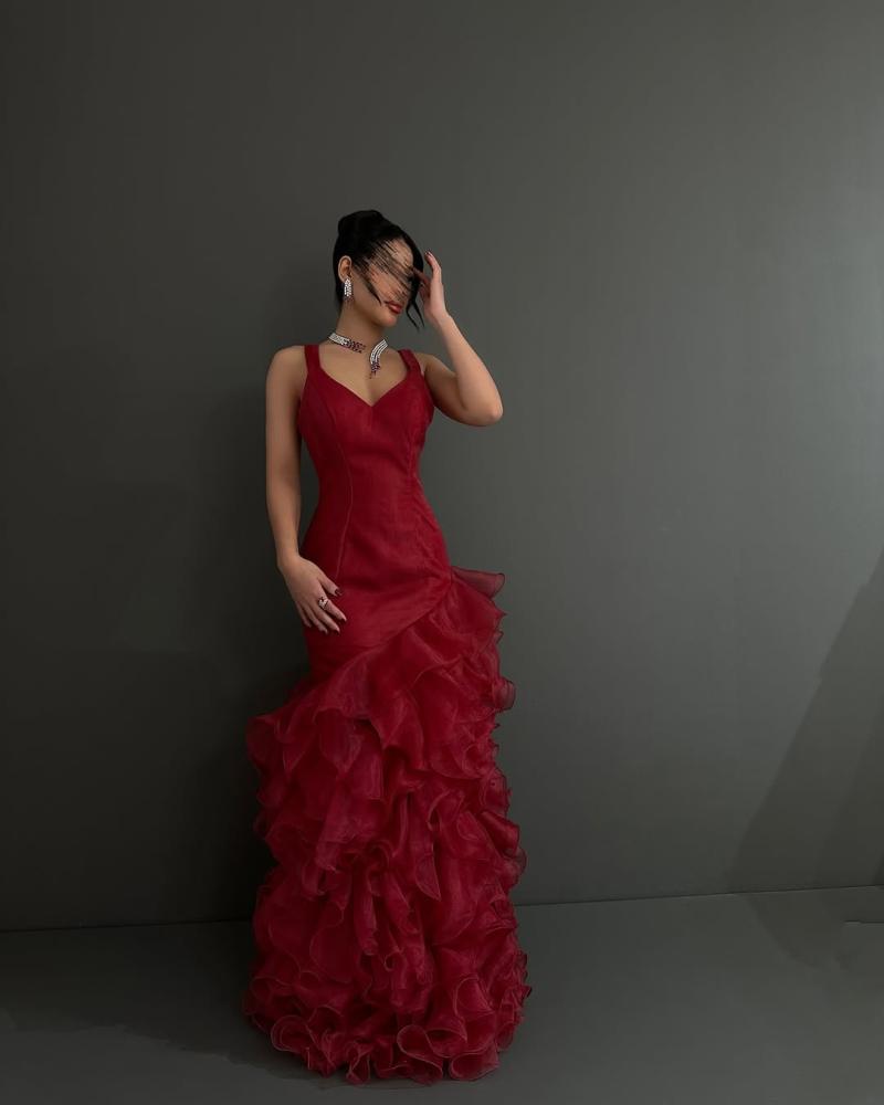 فستان أحمر جازار راقي /Mair Fashion
