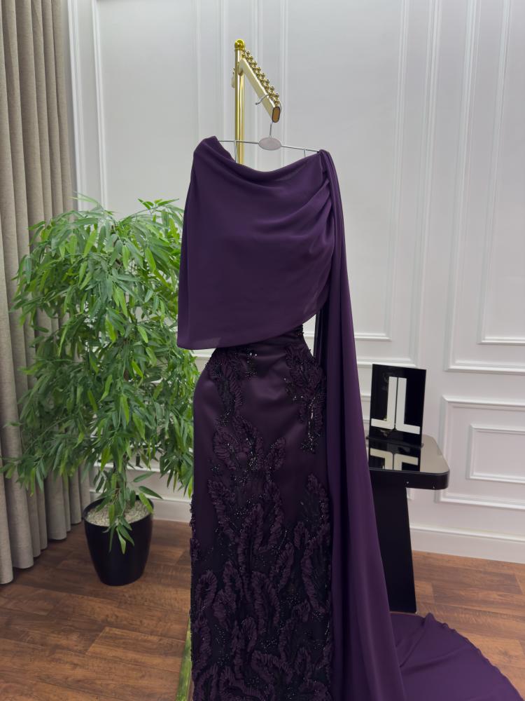 فستان سهره ليلكي كلفه ورد من miar fashion
