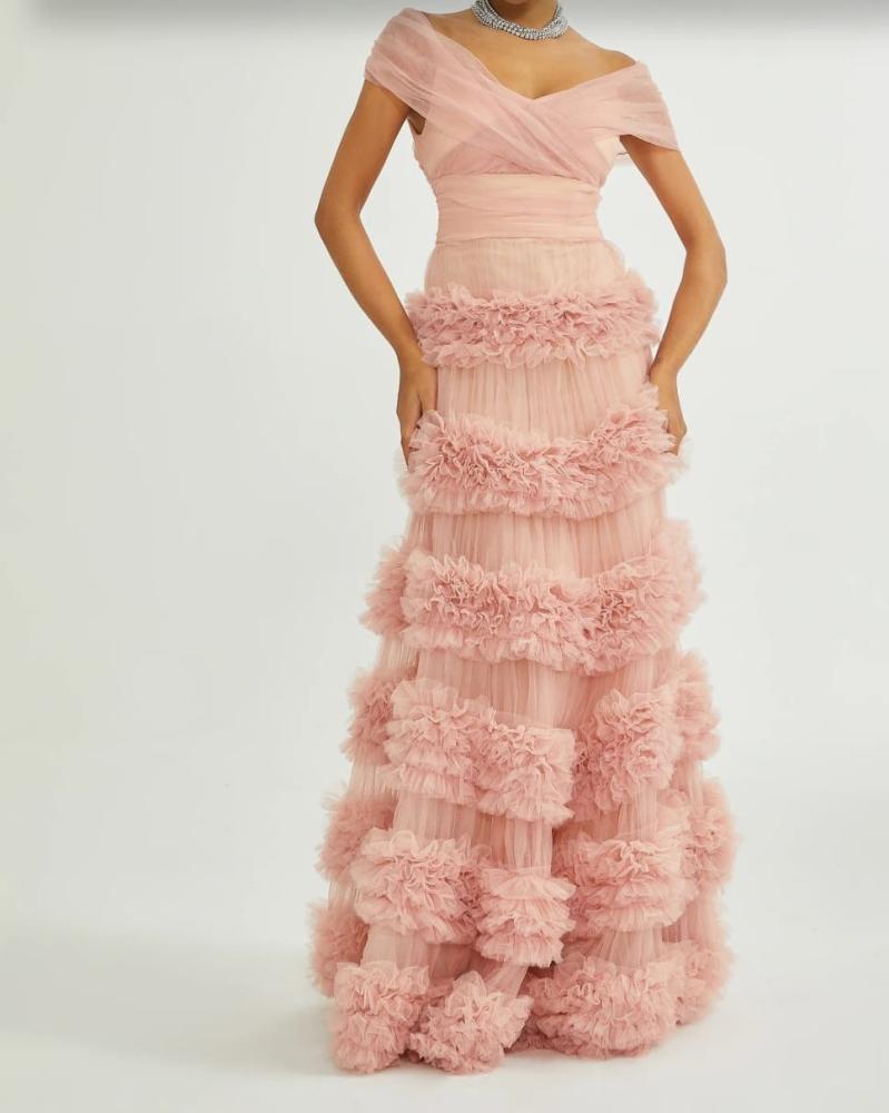 فستان سهره تل ناعم صدر باربي راقي من Mair Fashion