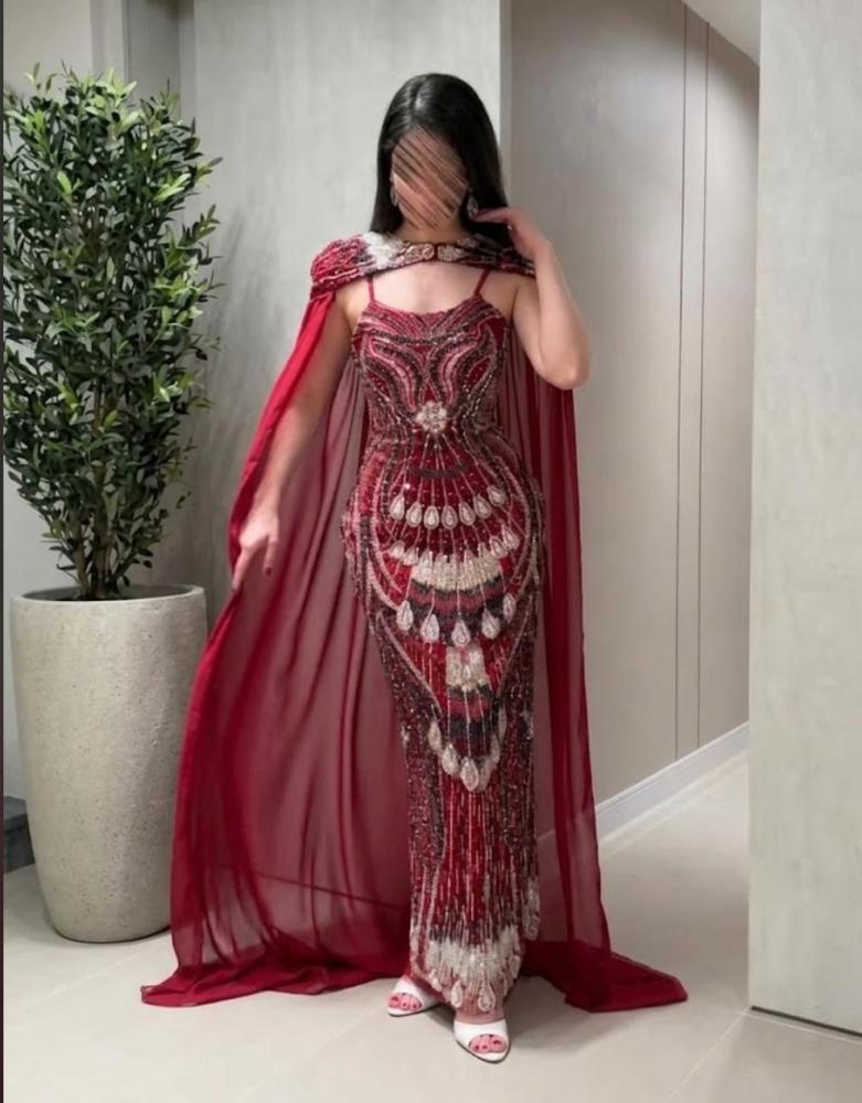 فستان سهره تطويز يدوي مع شيفون ناعم من miar Fashion