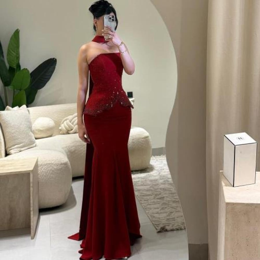 فستان سهره عودي باربي تطريز يدوي فااخر من Mair Fashion
