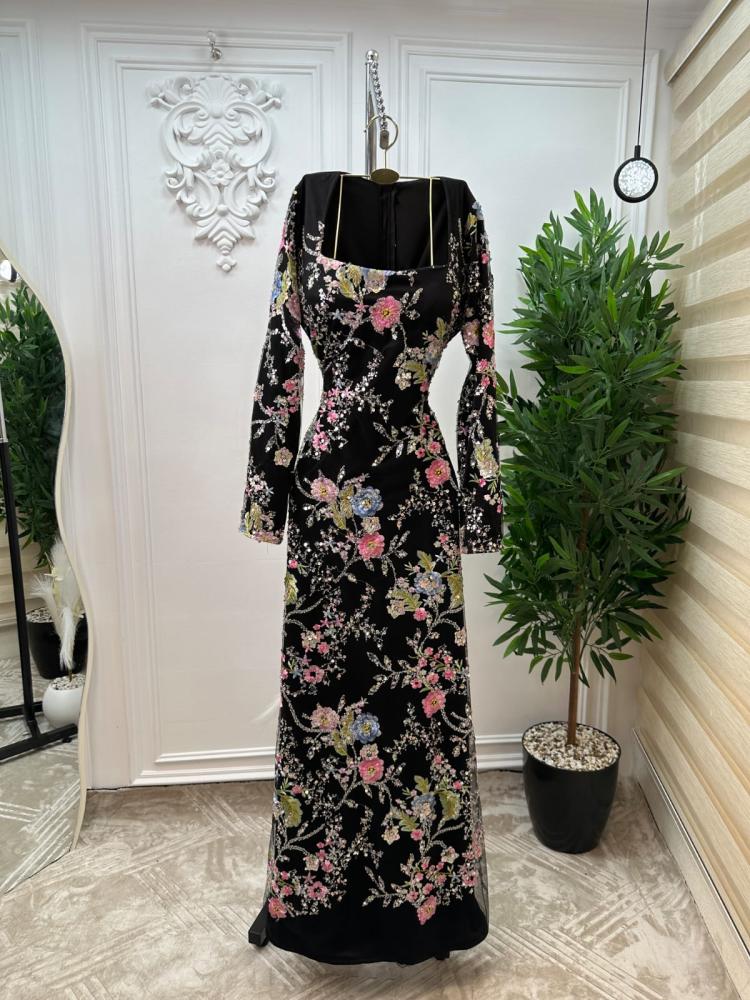 فستان سهرة من قماش المخمل المشجر الراقي من miar fashion