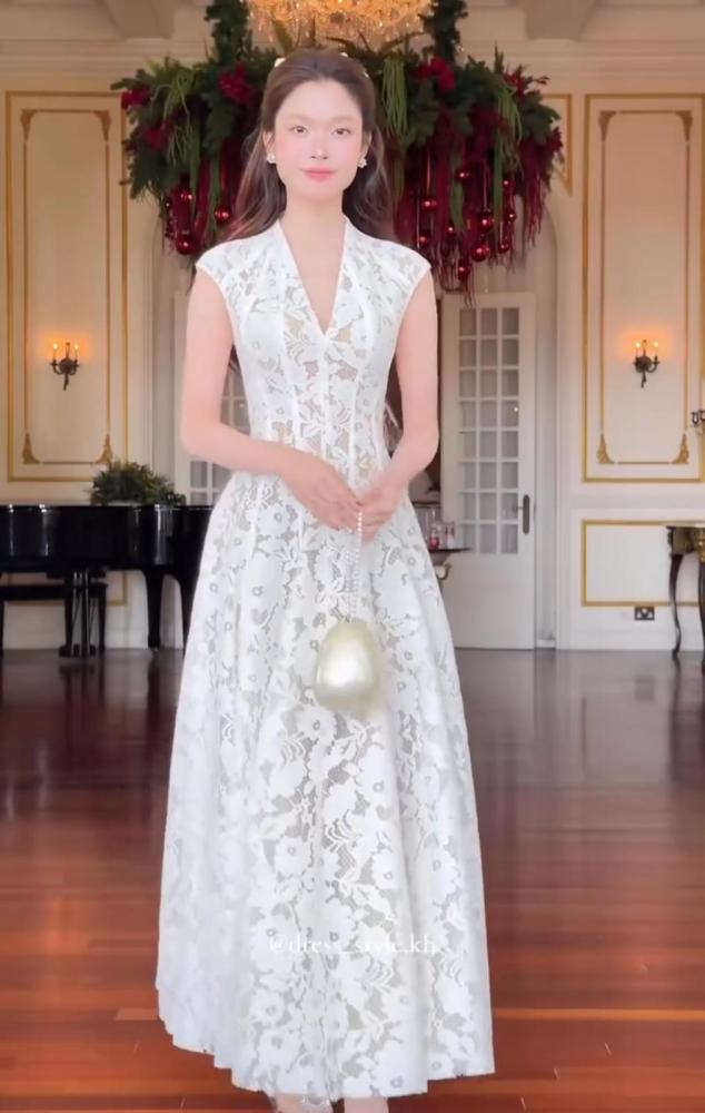 فستان سهره أبيض دانتيل فاخر من Miar Fashion