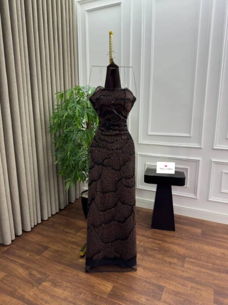 فستان سهره تل شال جورجيت بطانه باربي فااخر من Mair Fashion