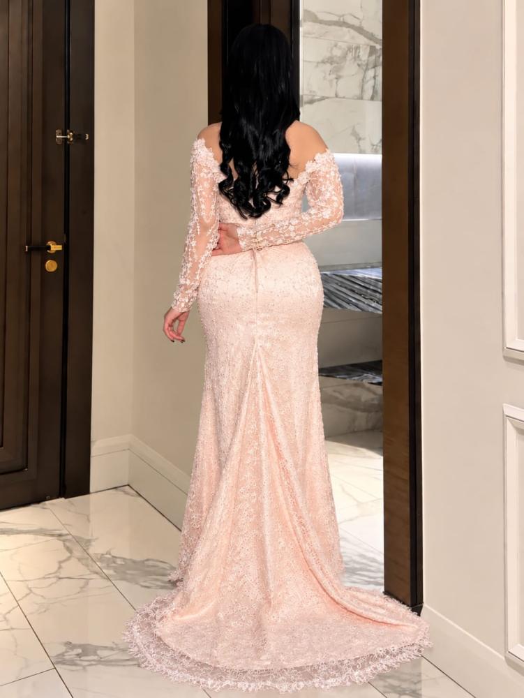 فستان سهره دانتيل خرز بطانه تفته ناعمه من miar Fashion