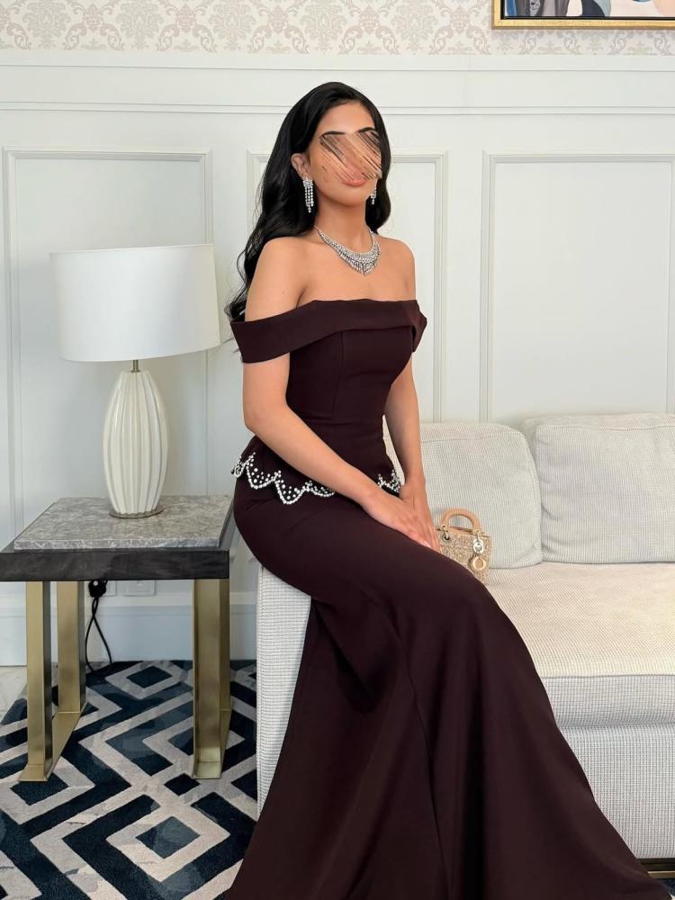 فستان سهرة عودي باربي أوف شولدر راقي من Miar fashion