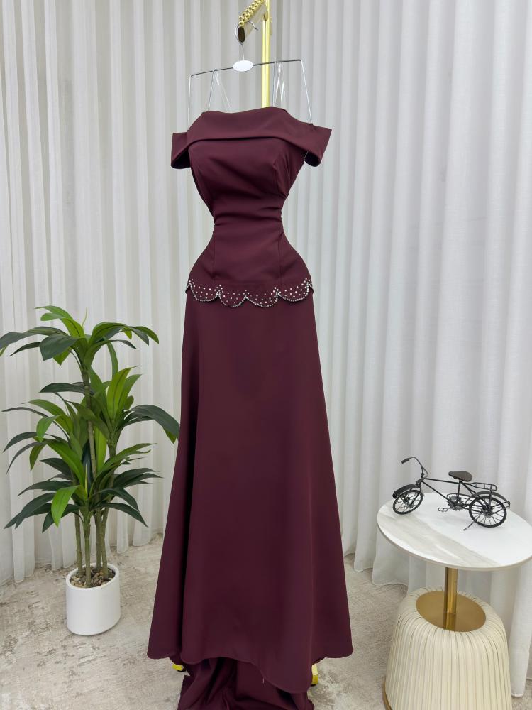 فستان سهرة عودي باربي أوف شولدر راقي من Miar fashion