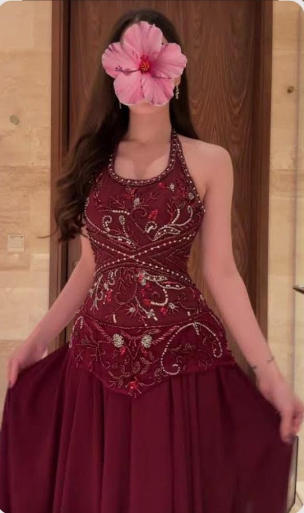 فستان سهره عودي شيفون تطريز يدوي متقن من Mair Fashion