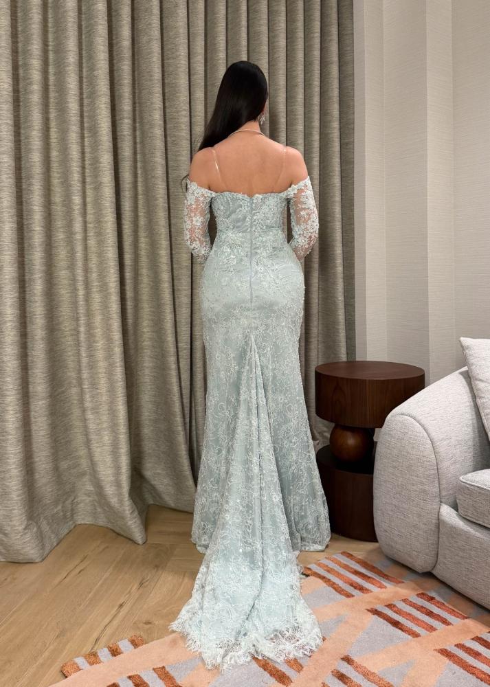 فستان سهره دانتيل خرز بطانه تفته ناعمه من miar Fashion
