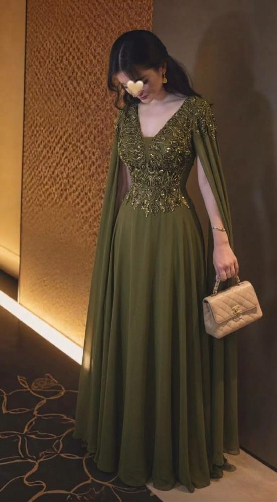 فستان سهره شيفون مع كلفه سهره راق من miar Fashion