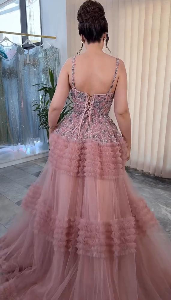 فستان ميساء باللون الزهرى الفاتح /Mair Fashion