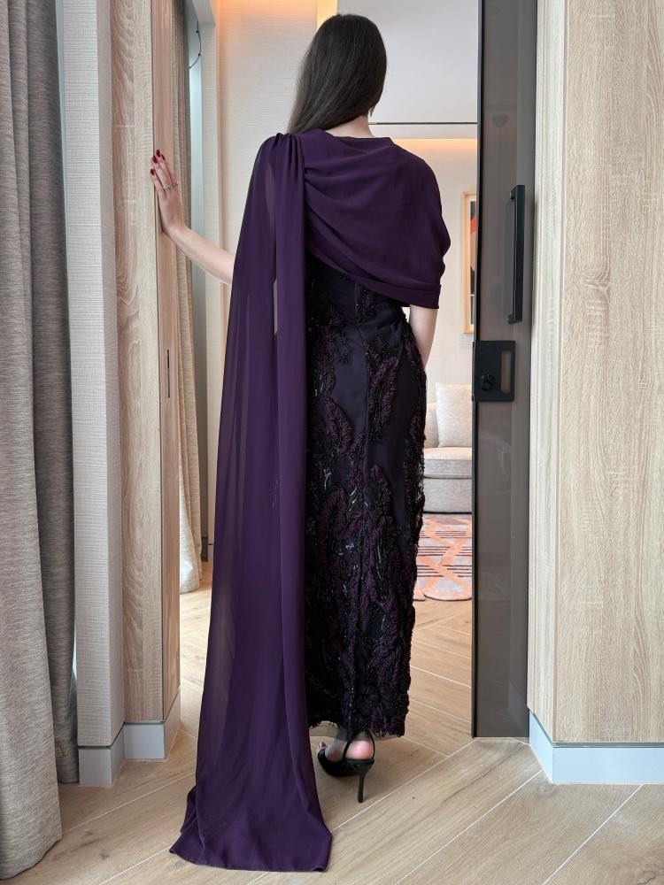 فستان سهره ليلكي كلفه ورد من miar fashion