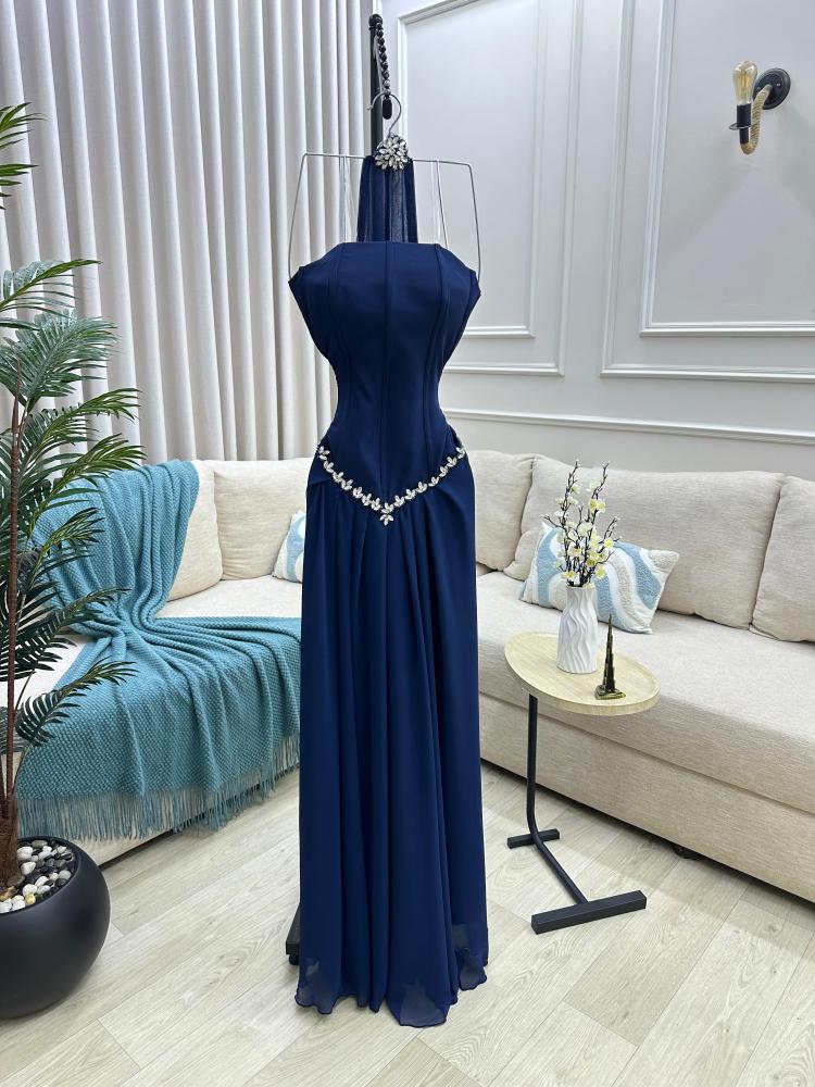 فستان بترولي جورجيت على تطريز /Mair Fashion