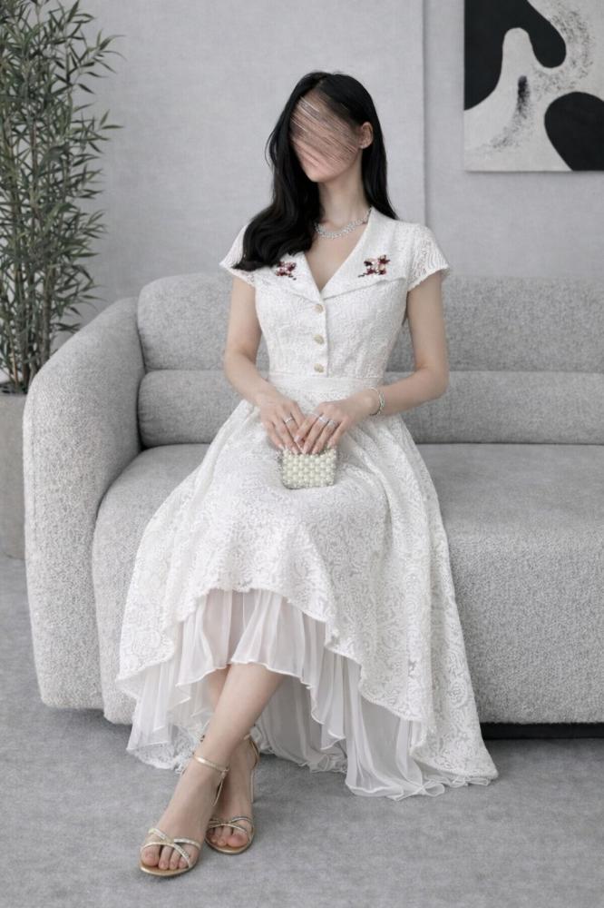 فستان دانتيل تطريز فصوص رااقي من miar fashion