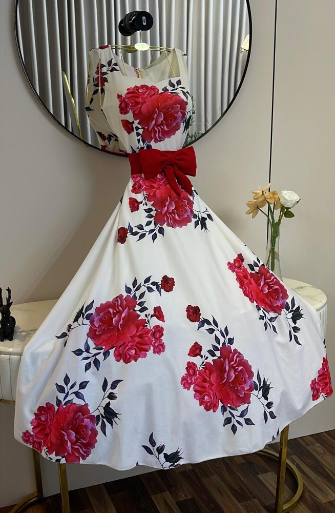 فستان العيد باربي طباعه فاخره من miar fashion