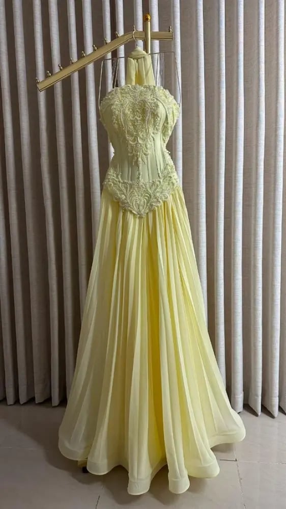 فستان سهره ليموني فاخر من Miar Fashion