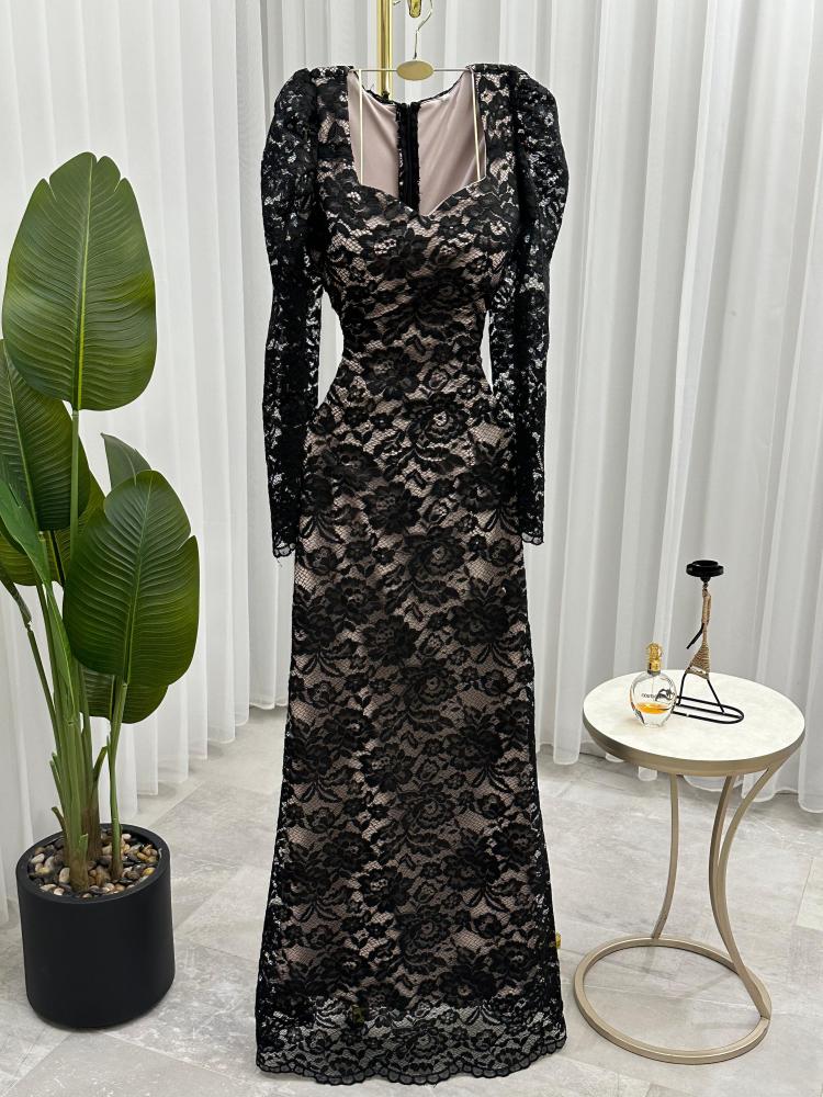 فستان دانتيل اسود /Mair Fashion