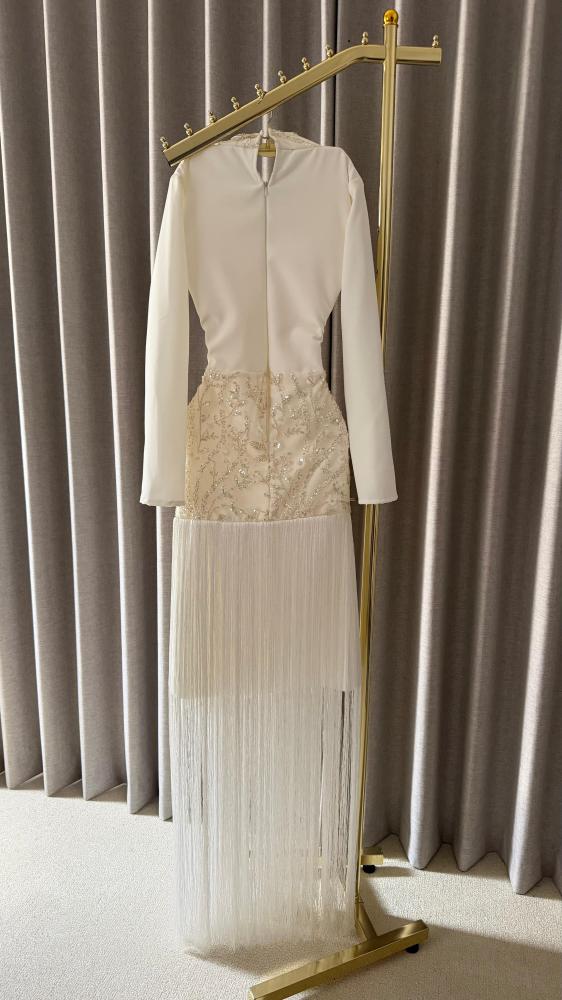 فستان سهره أوف وايت قماش سهره فاخر من Miar Fashion