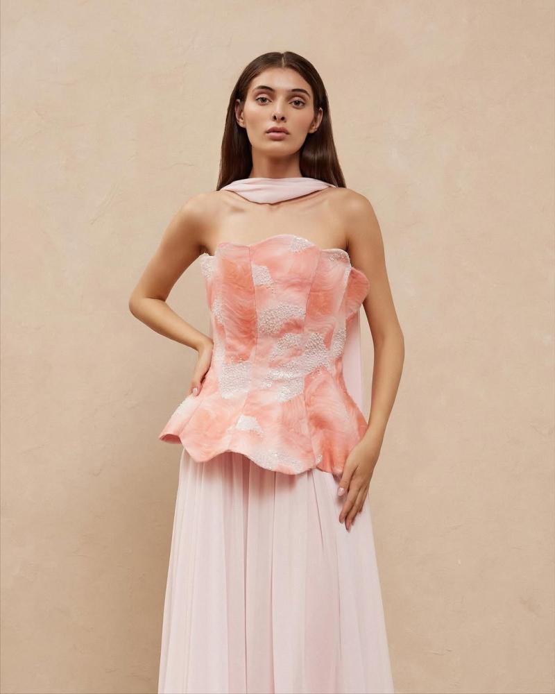 فستان سهره جورجيت علا شال شيفون راقي من Mair Fashion