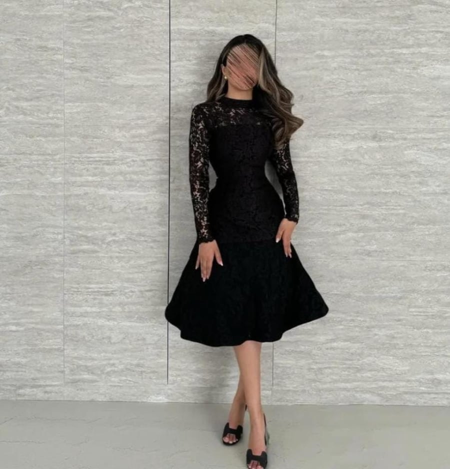 فستان أسود ميدي دانتيل أصلي من Mair fashion