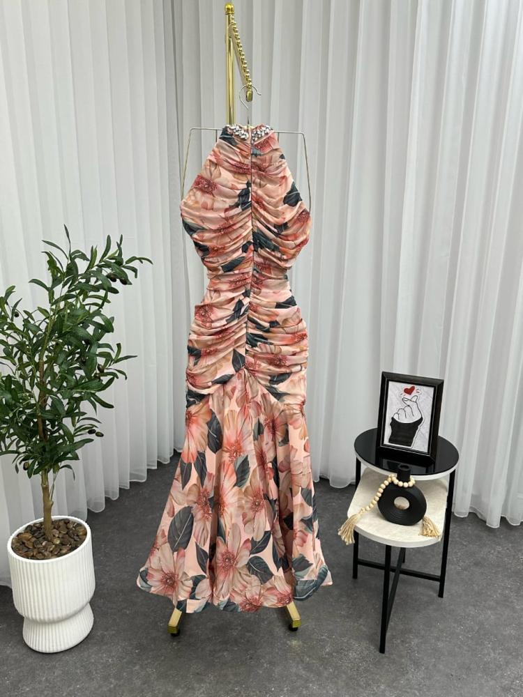 فستان سهره شيفون مشجر فخم من miar fashion