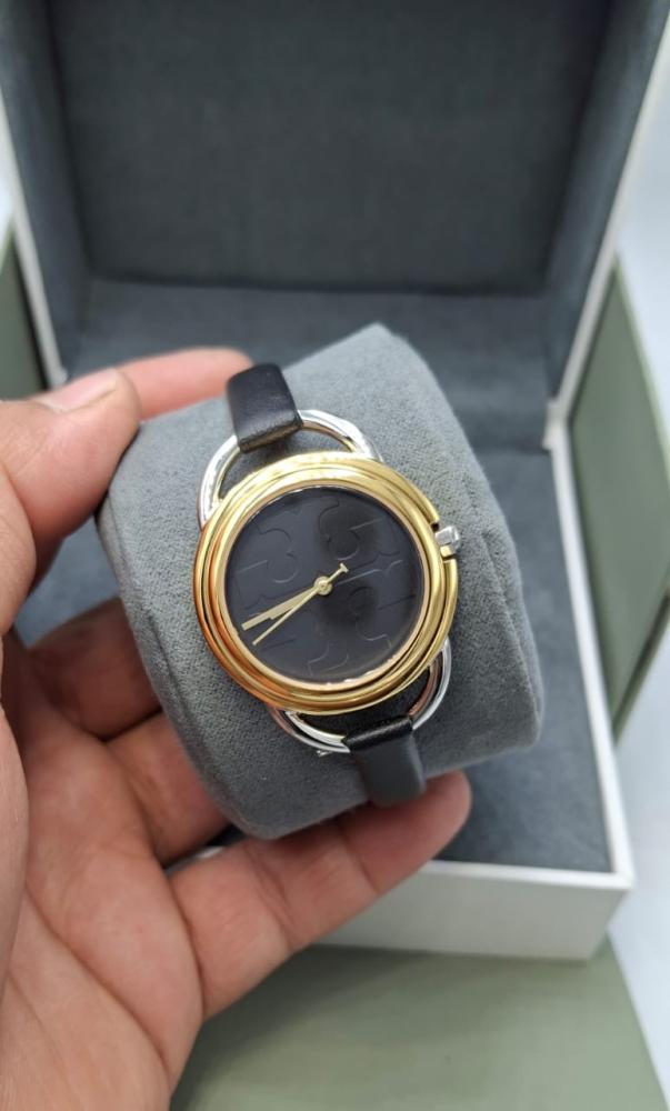 Black leather Tori Porsche watch