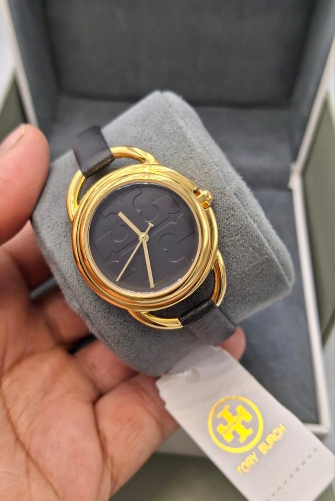 Black leather Tori Porsche watch