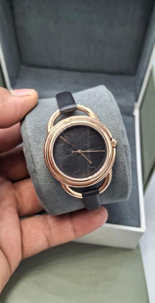 Black leather Tori Porsche watch