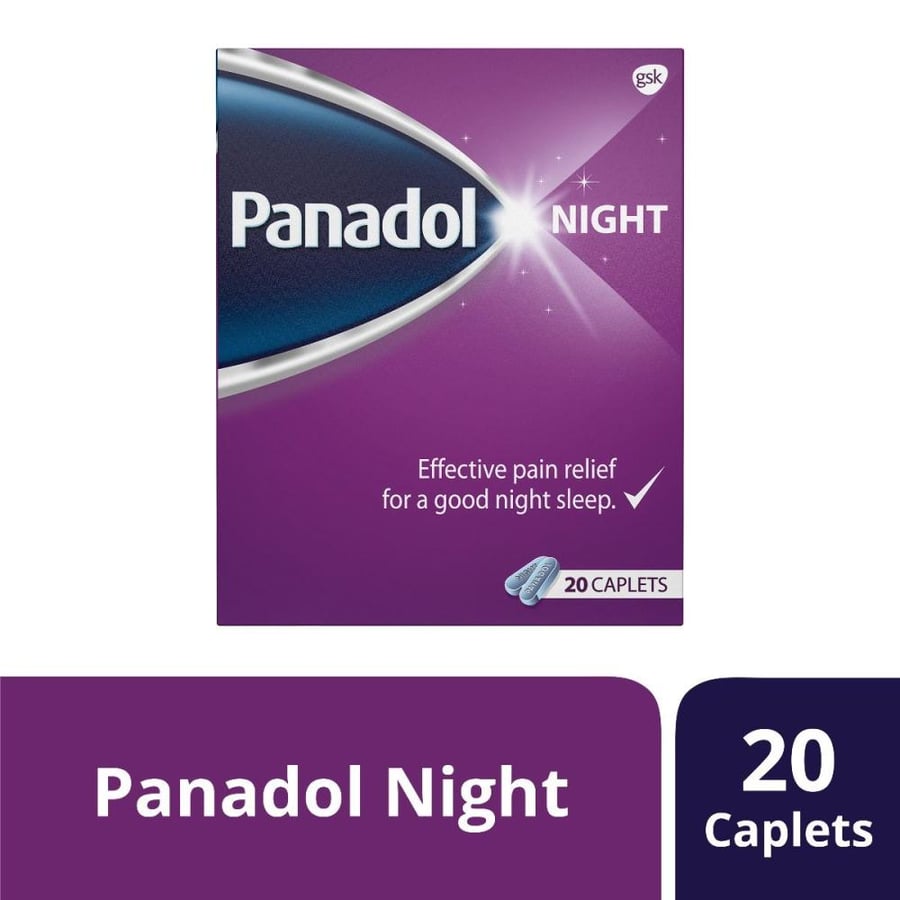 Panadol Night 20 Caplet  بنادول نايت، يساعد على تقليل أعراض الزكام ويساعد على نوم طويل - 20 قرص