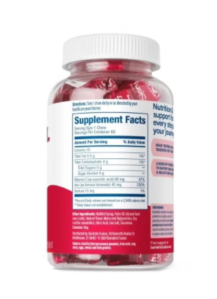 برياتريك فيوجن حديد سهلة المضغ نكهة كرز 48 جم Bariatric Fusion Iron Chewable Flavor