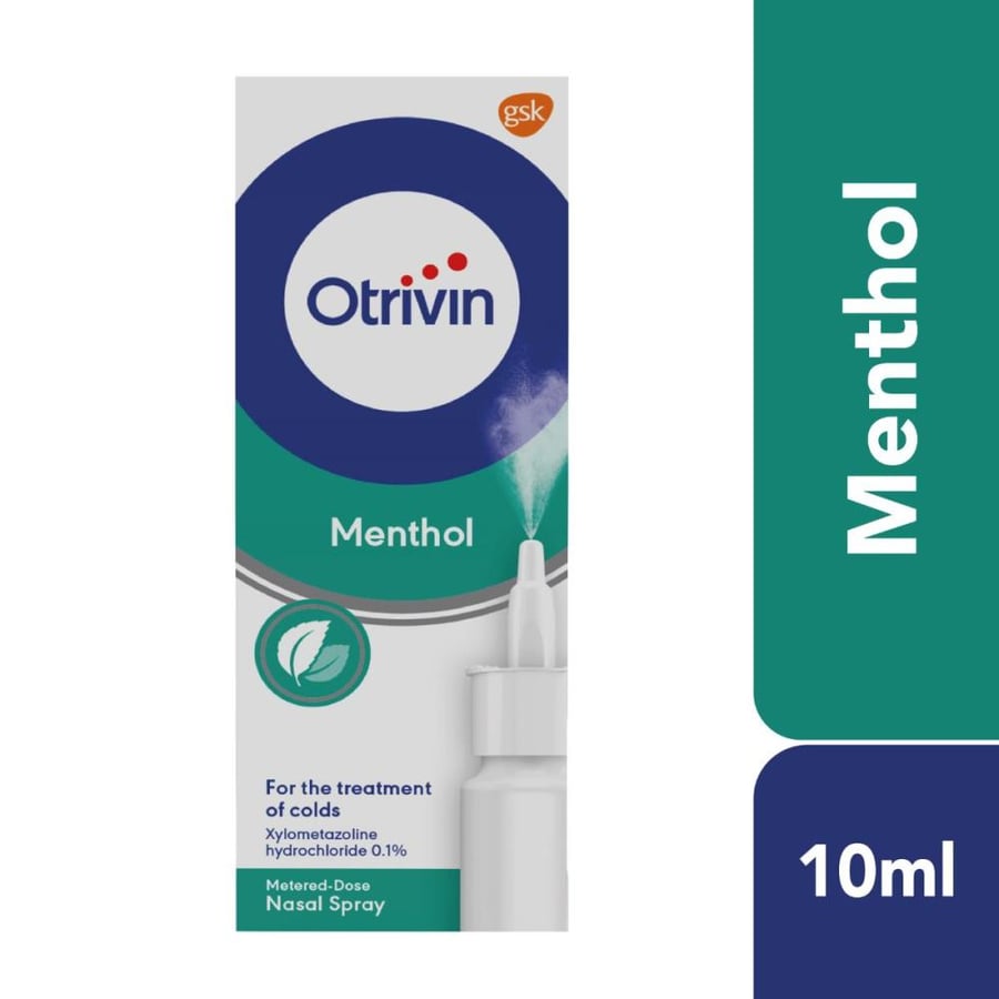 Otrivin Menthol 0.1% Nasal Spray أوتريفين منثول، بخاخ للأنف، لأعراض البرد - 10 مل