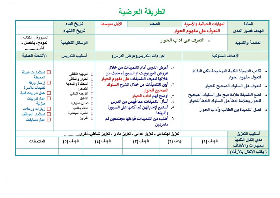 تحضير مهارات حياتية واسرية اول متوسط الفصل الثالث تربية فكرية