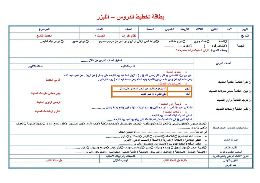 بوربوينت مادةالحديث 1 مقررات