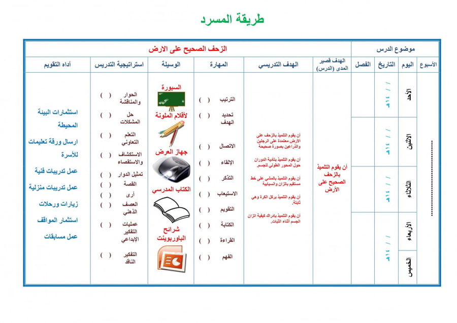 تحضير تربية بدنية اول ابتدائي الفصل الثالث تربية فكرية
