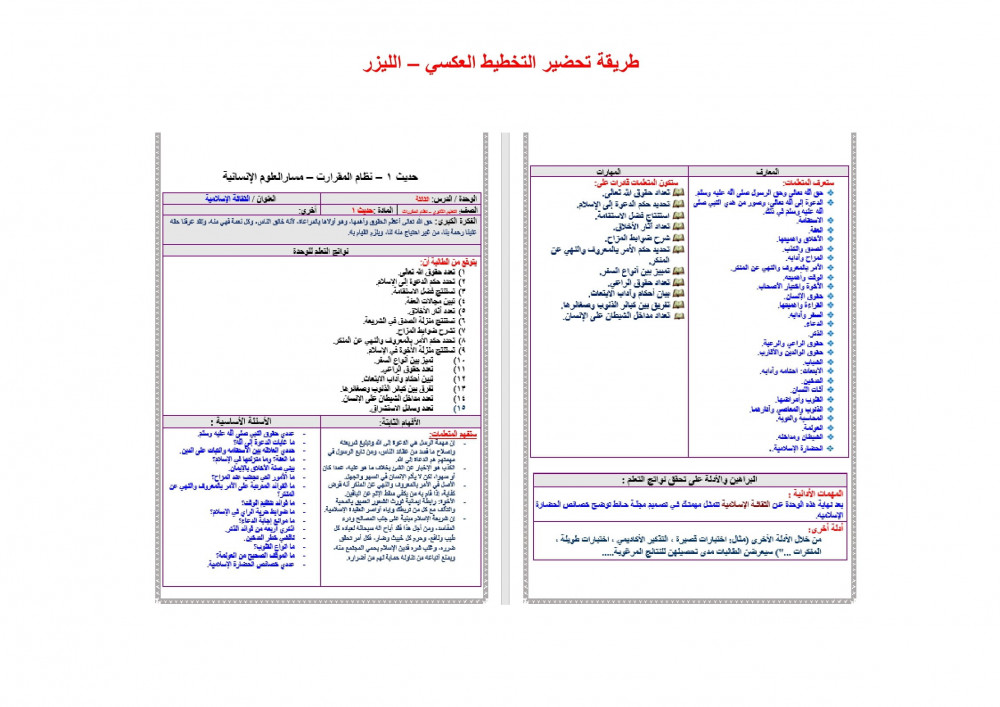 تحضير حديث 1 مقررات