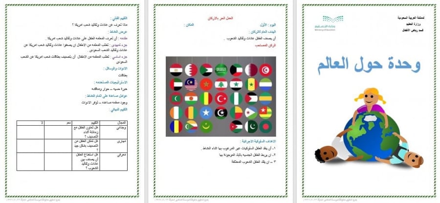 تحضير وحدة حول العالم رياض الأطفال