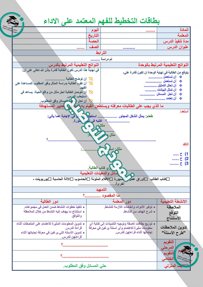 توزيع مادة الرياضيات 3 مقررات