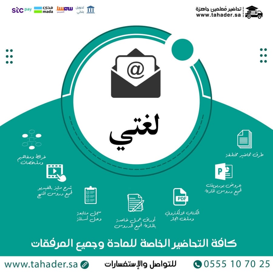 توزيع مادة لغتي ثاني متوسط الفصل الدراسي الثاني
