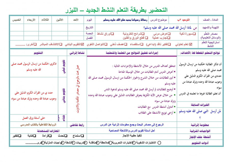 تحضير توحيد ثاني ابتدائي الفصل الثالث