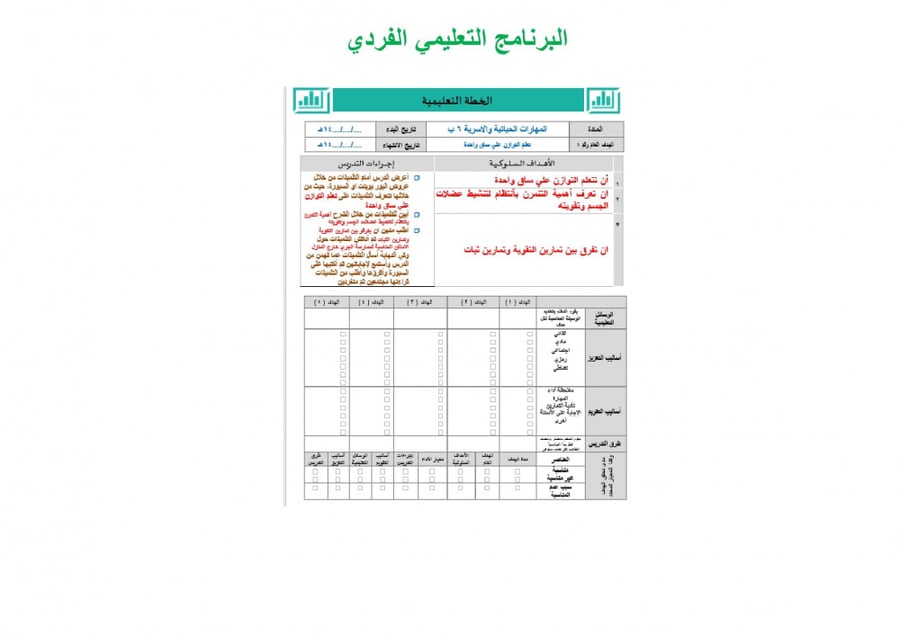 تحضير مهارات حياتية واسرية سادس ابتدائي الفصل الثالث تربية فكرية