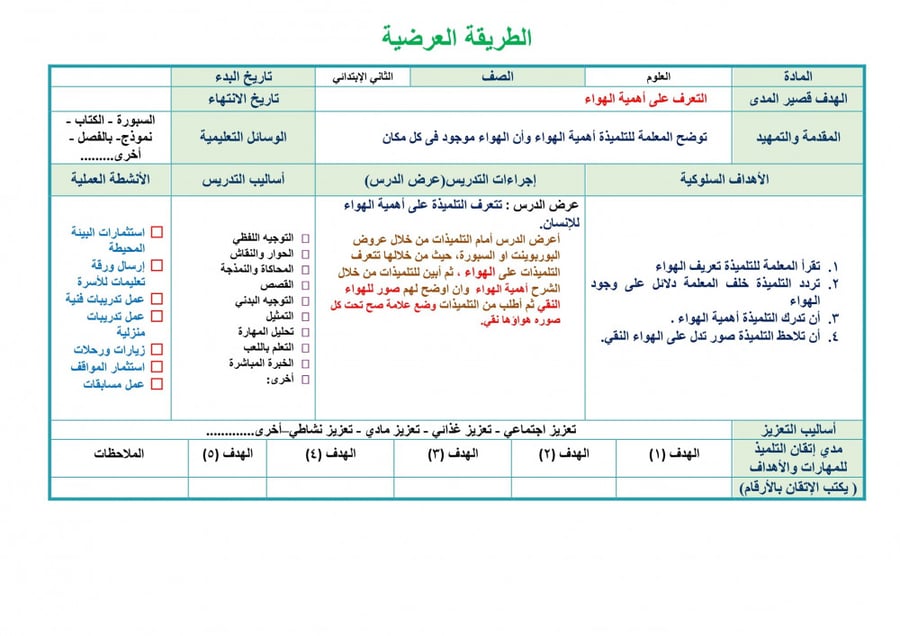 تحضير علوم ثاني ابتدائي الفصل الثالث تربية فكرية