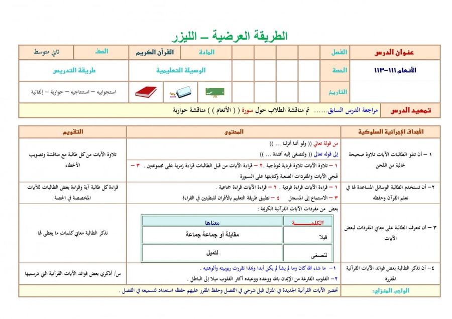 تحضير قران حفظ ثاني متوسط الفصل الثالث مدارس التحفيظ