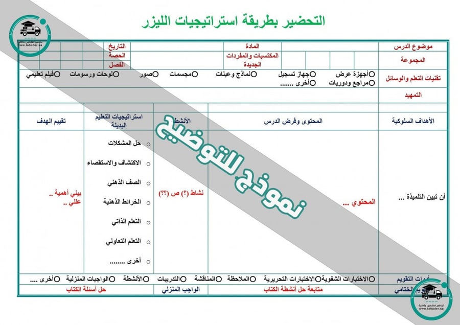 تحضير مادة علوم أول ابتدائي الفصل الدراسي الثاني