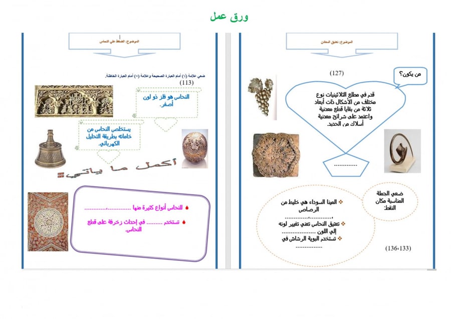تحضير تربية فنية ثاني متوسط الفصل الدراسي الأول