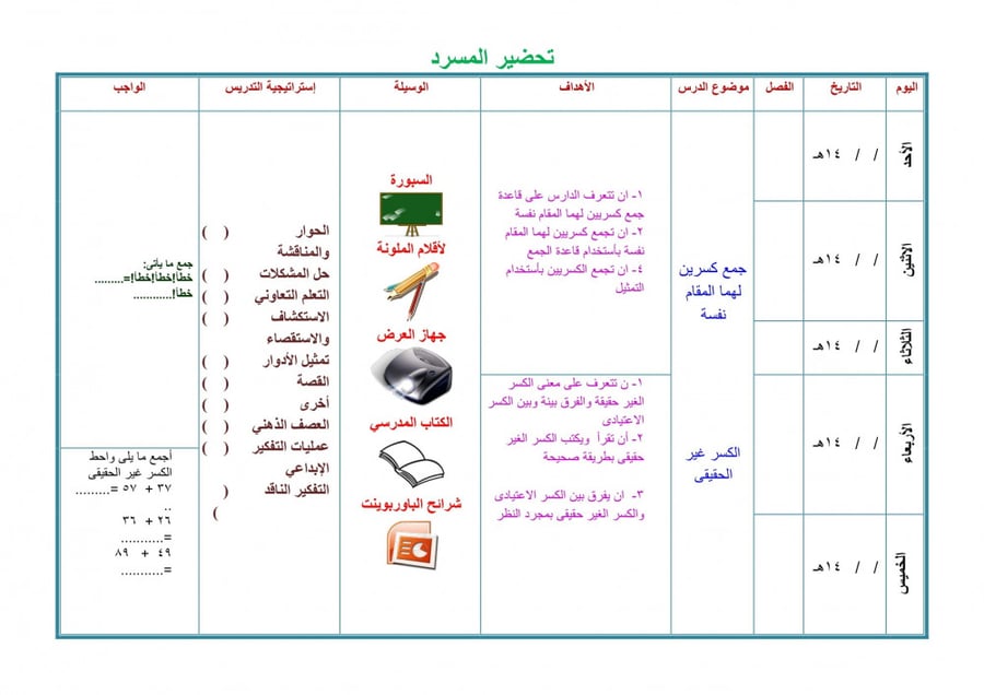 تحضير رياضيات ثاني كبيرات الفصل الثالث